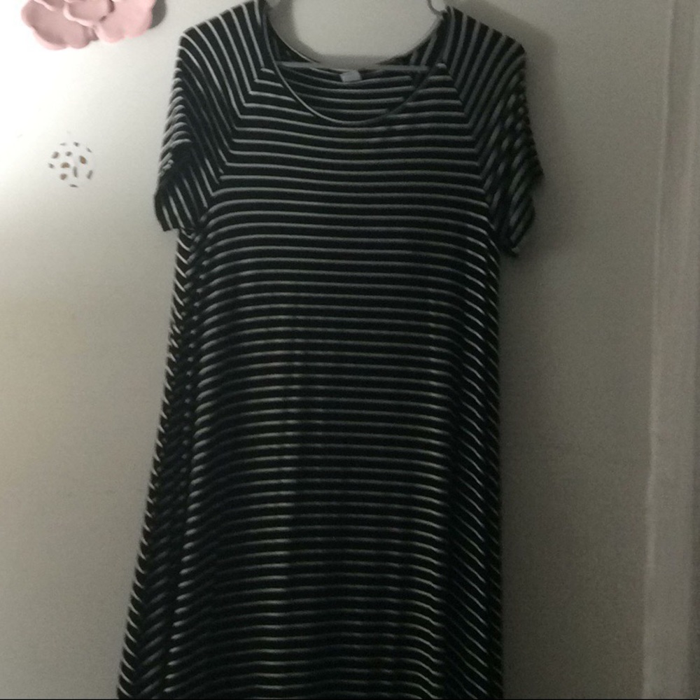 Black and white striped swing dress